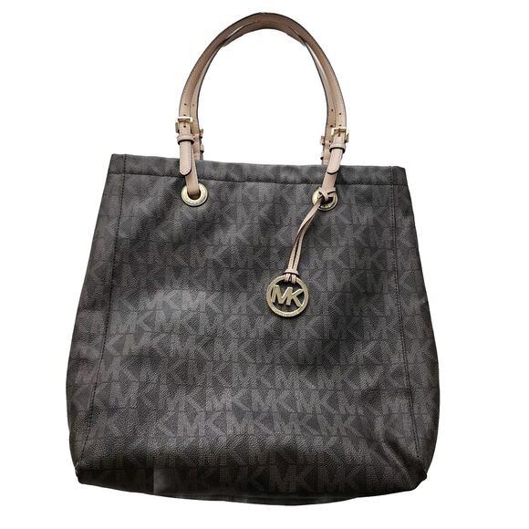 MICHAEL KORS Signature Leather Jet Set Tote Large Signature Monogram - Picture 1 of 12